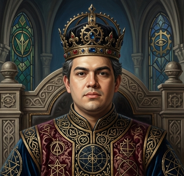 Retrato de Su Augusta y Sacratísima Majestad, Autócrator y Patriarca de Eucategarion, Custodio Perpetuo del Orden, Metropolitano Supremo de las Provincias Digitales, Señor de la Casa Eucategariana, Alexion I